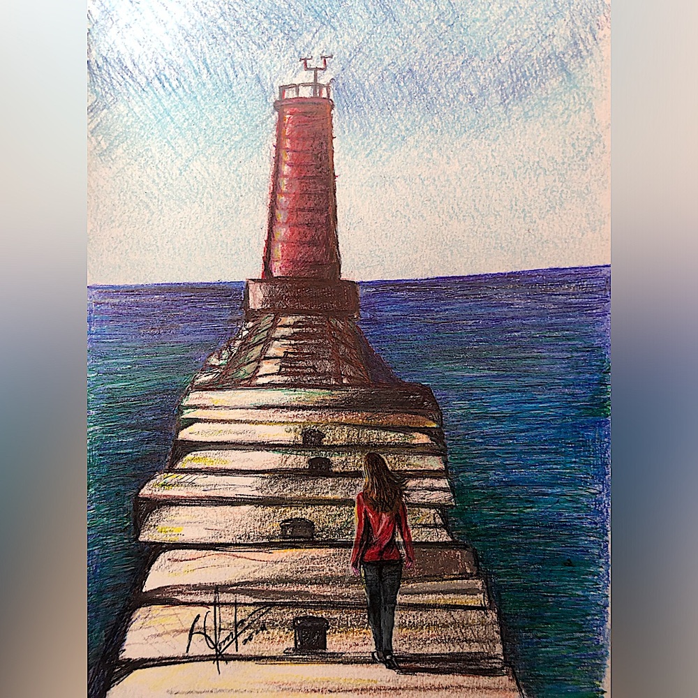 Girl at Sheboygan Lighthouse